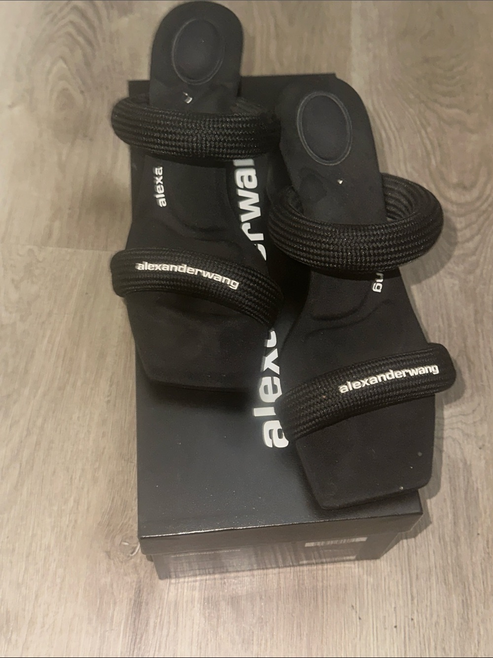 Alexander Wang Black Braided Strap Slide Sandals